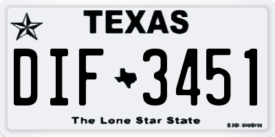 TX license plate DIF3451