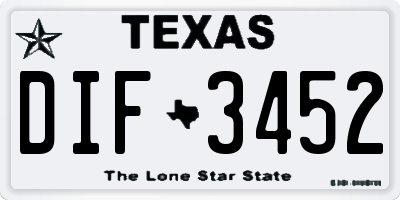 TX license plate DIF3452