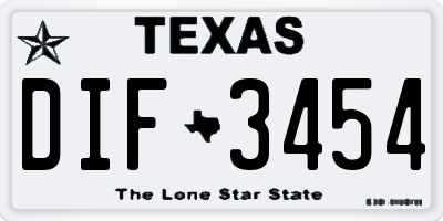 TX license plate DIF3454