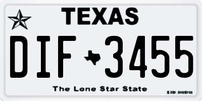 TX license plate DIF3455