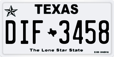 TX license plate DIF3458