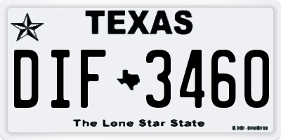 TX license plate DIF3460