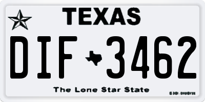 TX license plate DIF3462
