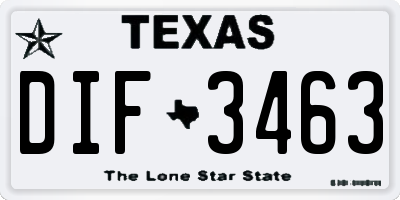 TX license plate DIF3463
