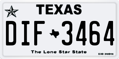 TX license plate DIF3464