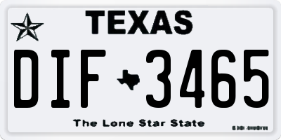 TX license plate DIF3465