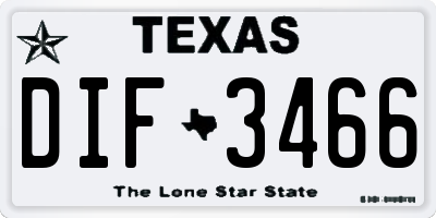 TX license plate DIF3466