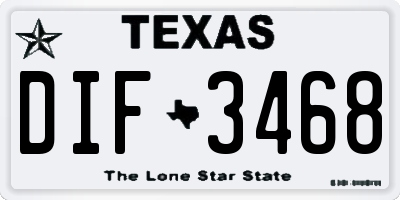 TX license plate DIF3468