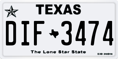 TX license plate DIF3474
