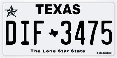 TX license plate DIF3475