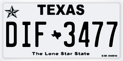 TX license plate DIF3477