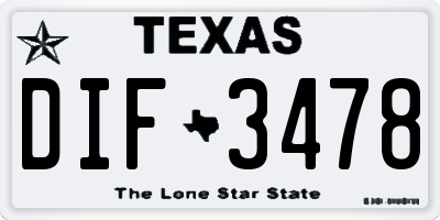 TX license plate DIF3478