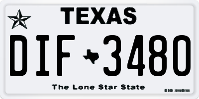 TX license plate DIF3480
