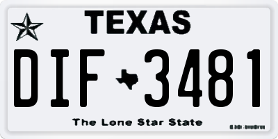 TX license plate DIF3481