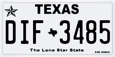 TX license plate DIF3485
