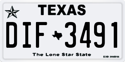 TX license plate DIF3491