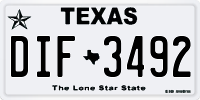 TX license plate DIF3492