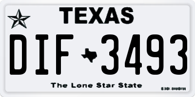 TX license plate DIF3493