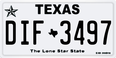 TX license plate DIF3497