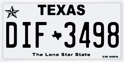 TX license plate DIF3498