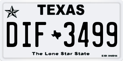 TX license plate DIF3499
