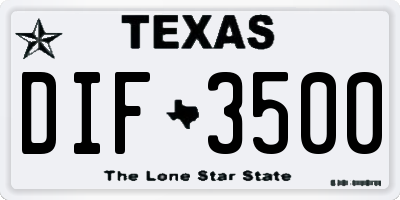 TX license plate DIF3500