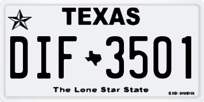 TX license plate DIF3501