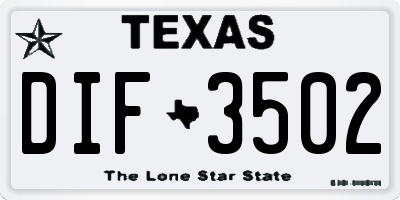 TX license plate DIF3502