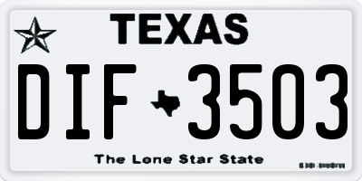 TX license plate DIF3503