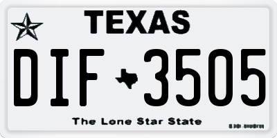 TX license plate DIF3505