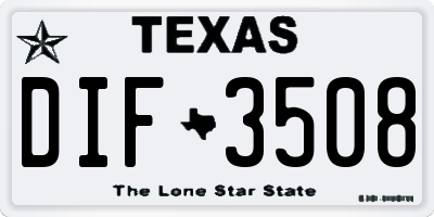 TX license plate DIF3508