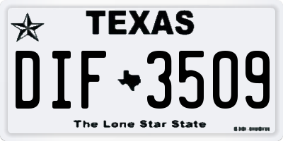 TX license plate DIF3509