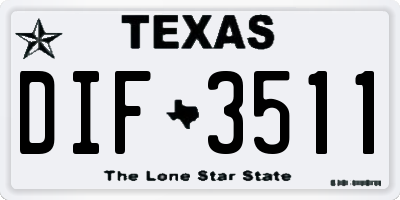 TX license plate DIF3511