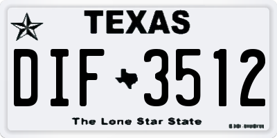 TX license plate DIF3512