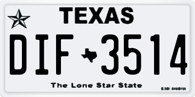 TX license plate DIF3514