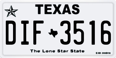 TX license plate DIF3516