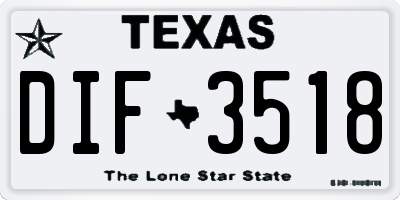 TX license plate DIF3518