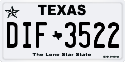 TX license plate DIF3522
