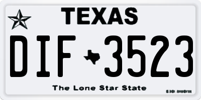 TX license plate DIF3523
