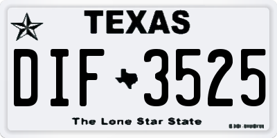 TX license plate DIF3525