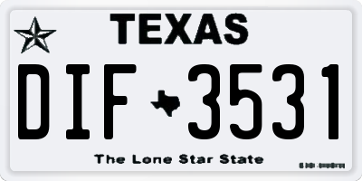 TX license plate DIF3531