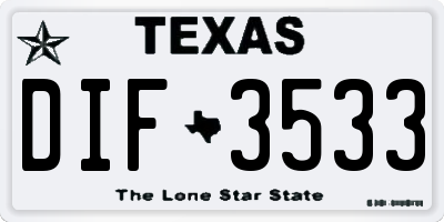 TX license plate DIF3533
