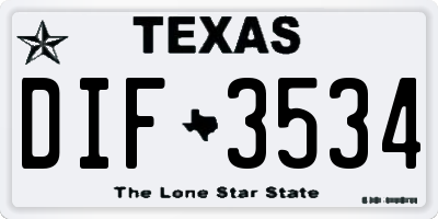 TX license plate DIF3534