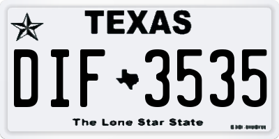TX license plate DIF3535