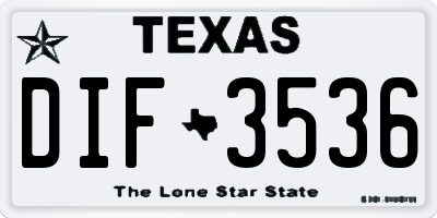 TX license plate DIF3536