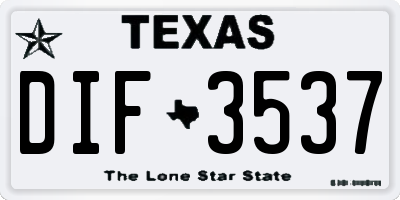 TX license plate DIF3537