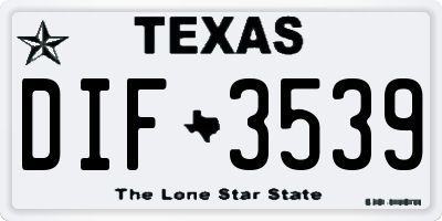 TX license plate DIF3539