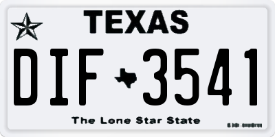 TX license plate DIF3541
