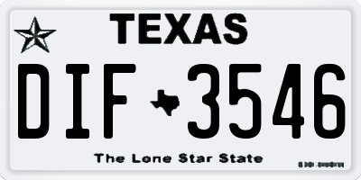 TX license plate DIF3546