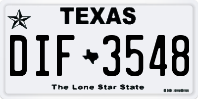 TX license plate DIF3548